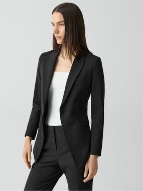 NEW Theory Etiennette Traceable Wool Blazer in Black, Size 2